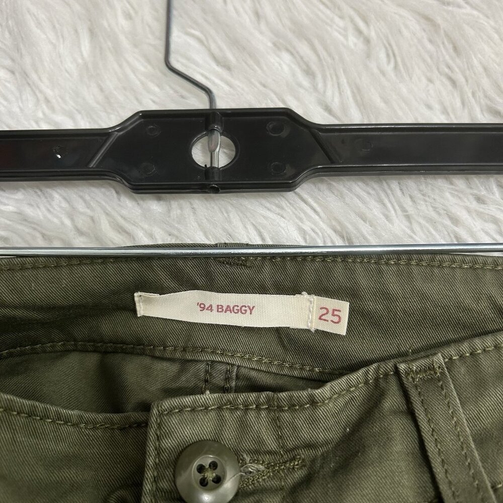 Levis Pants Sz 25 Green '94 Baggy Utility Cargo Drawstring Leg Streetwear Skater - Picture 8 of 14